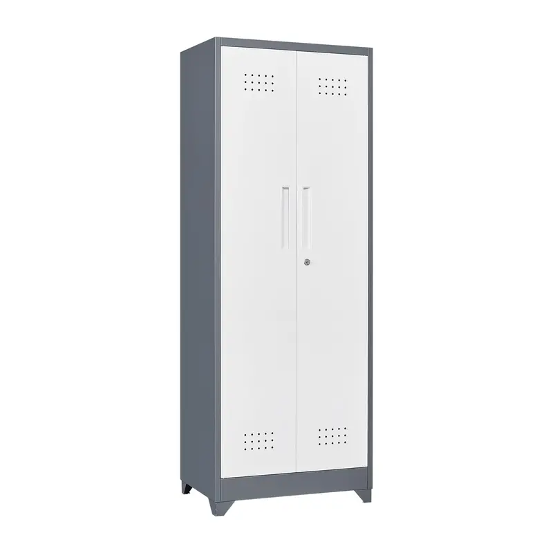 Locking Utility Locker Cabinet – Heavy-Duty Broom And Tool Storage With Adjustable Shelving 1
