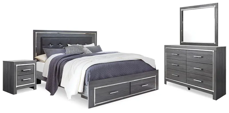 Lodanna Queen Panel Bed Collection With Mirrored Dresser & Nightstand 1