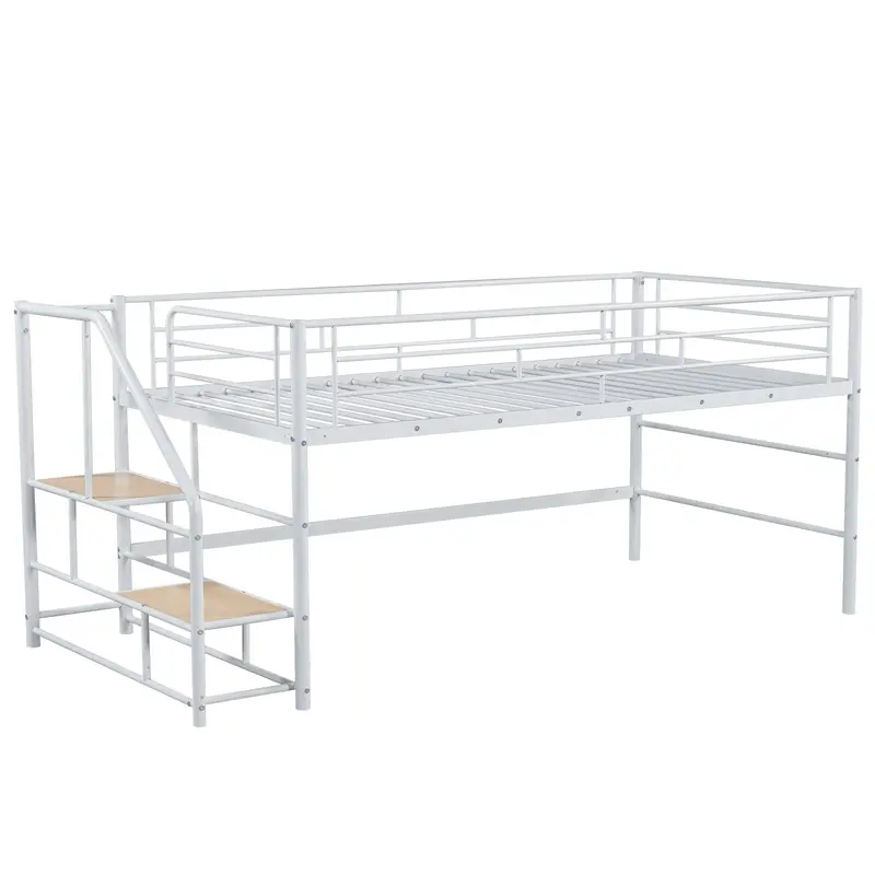 Loft Bed With Integrated Storage Stairs And Heavy-Duty Metallic Support Frame 1