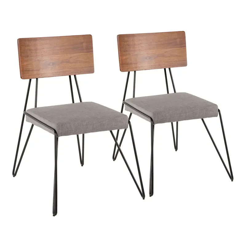 Loft Two-Piece Mid-Century Modern Accent Chair Set In Black, Gray, And Walnut 1