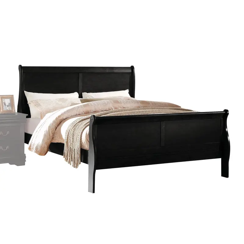 Louis Philippe Sleigh Bed Featuring Curved Headboard And Solid Wood Construction 1