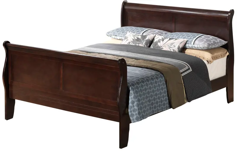 Louis Phillipe Panel Sleigh Bed – Classic Wood Frame With Curved Silhouette 2