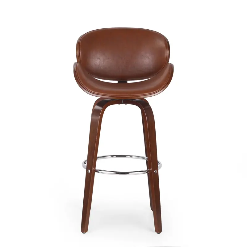 Lumos Mid-Century Swivel Barstool With Tailored Upholstery 1