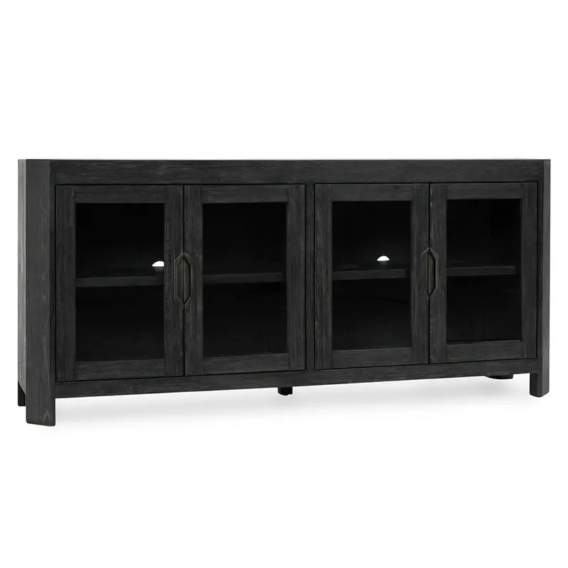 Macarthur Reclaimed Oak Four-Door Cabinet – Aged Black Finish 1
