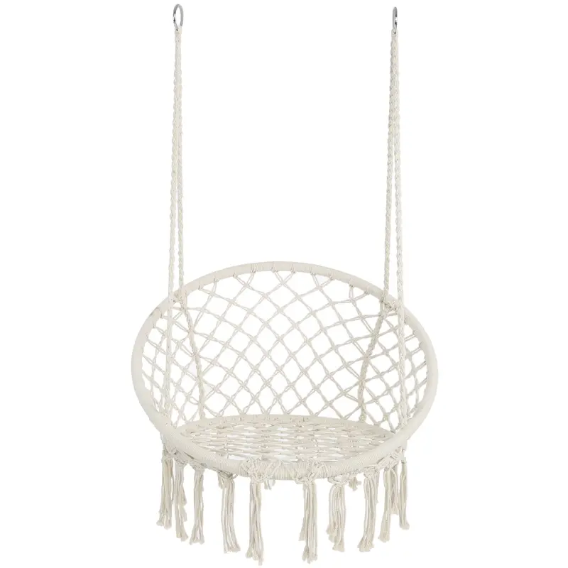 Macramé Rope Hanging Hammock Chair – Indoor/Outdoor Boho Swing Seat 1