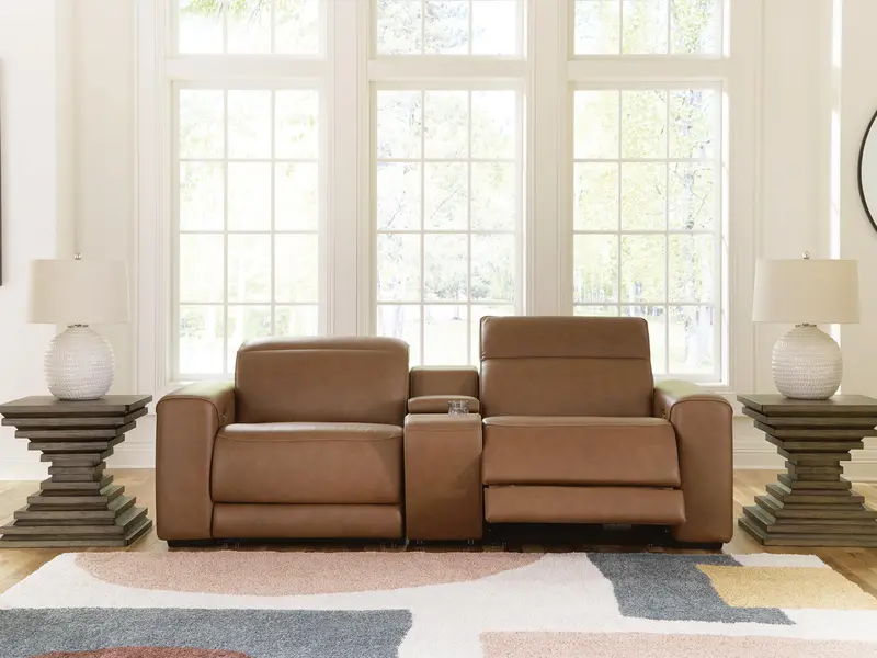 Magic Man Power Reclining 2-Piece Sectional Loveseat With Center Console 1