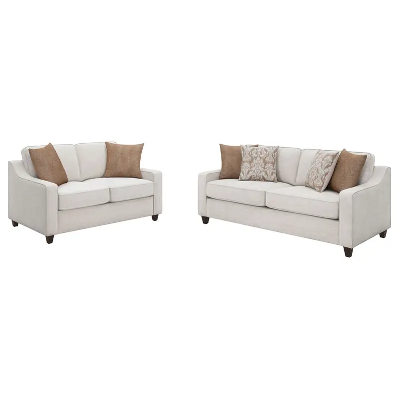 Mahaffey Beige 2-Piece Track-Arm Living Room Sofa Set 1