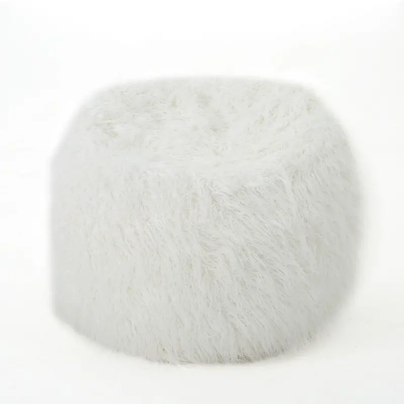 Mahin Rounded Bean Bag Chair – Soft White Modern Lounging Solution 1