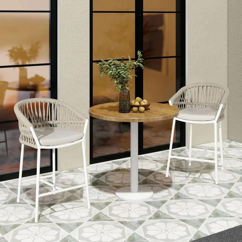 Maiden Sunproof Olefin Patio Counter Stools (Set Of 2) – Weather-Resistant Outdoor Seating 2