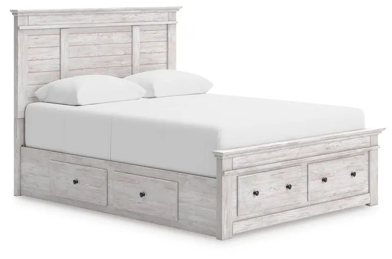 Makidern Queen-Size Panel Bed With Integrated Storage Drawers 1