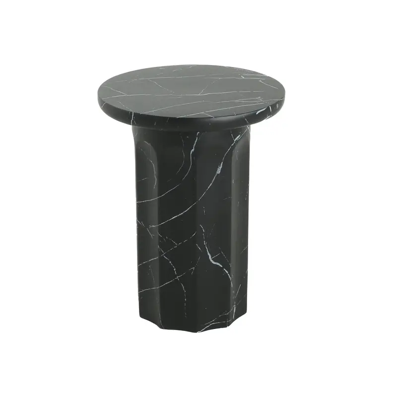 Marble-Effect Concrete End Table – Lightweight Black & Veined Surface Design 1