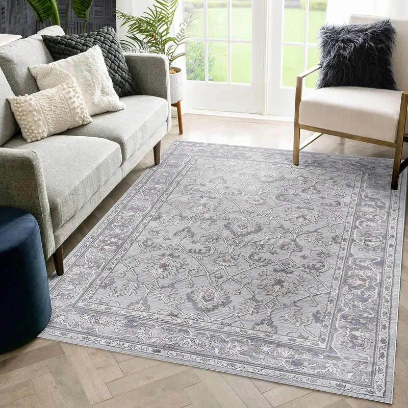 Marfi Ivory And Gray Oriental Area Rug – 8 Ft X 10 Ft 1