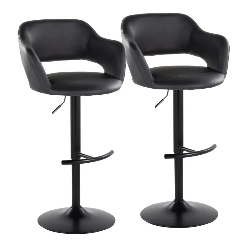 Margarite Modern Adjustable Swivel Barstool With Rounded T-Footrest – Twin Set 1