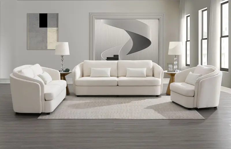 Mariko Beige Living Room Set: Sofa, Loveseat, And Accent Chair (3-Piece) 1