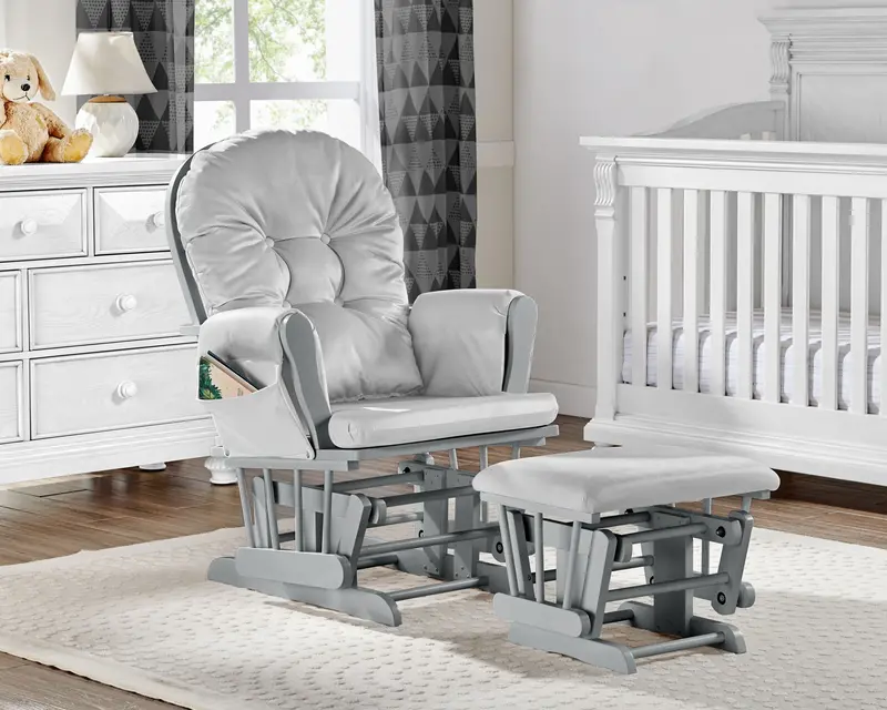 Mason Glider Recliner With Matching Ottoman – Smooth Rocking Lounge Chair Set 2