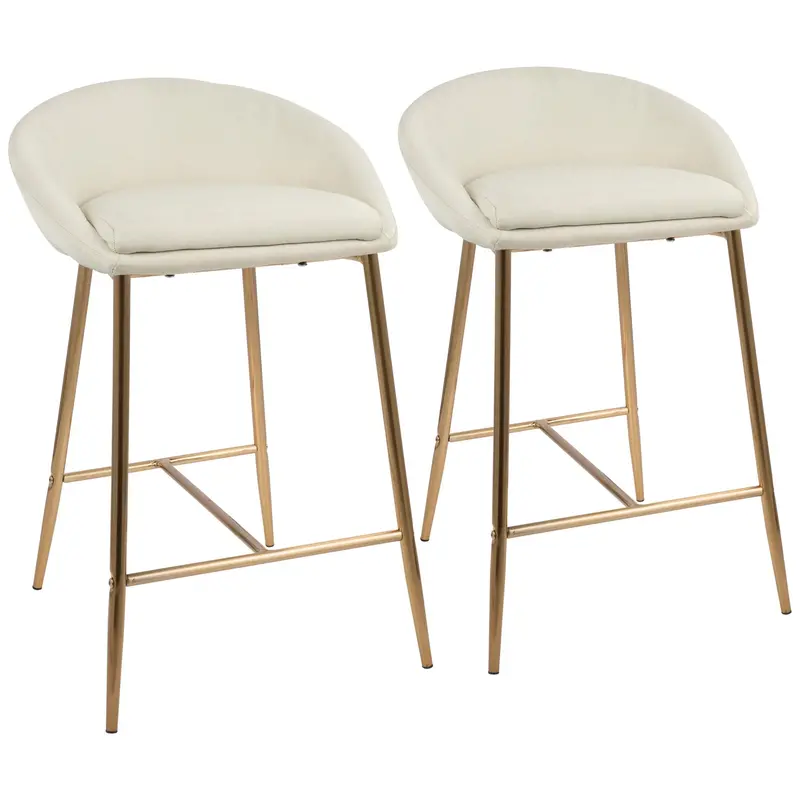 Matisse Glam Counter Stools – Statement-Making Metallic & Velvet Design (Set Of 2) 1