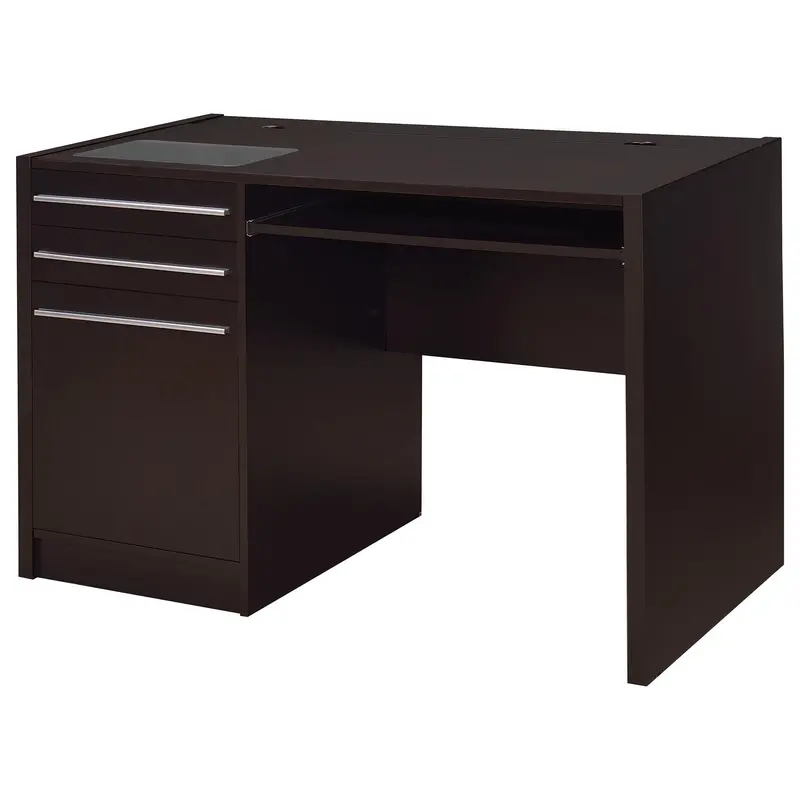Maxim Cappuccino 2-Drawer Computer Desk – Lift-Top Storage + Built-In Power Outlet 1