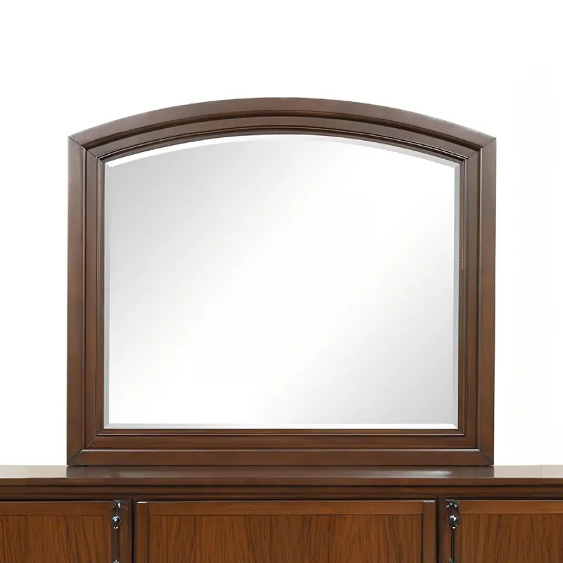 Meade Arch Mirror With Low-Distortion Glass And Dark Cherry Wood Frame 1