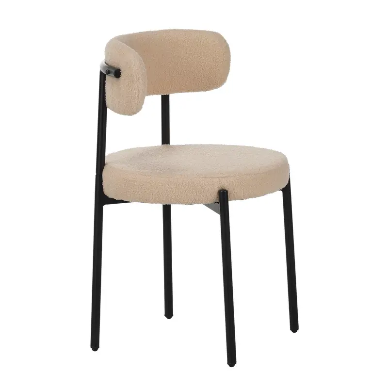 Medieval-Inspired Curved-Back Dining Chairs – Beige Fabric Set Of 4 1