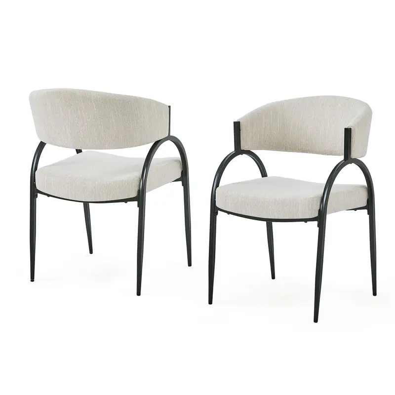 Metal-Legged Contemporary Dining Chairs – Upholstered Pair 1