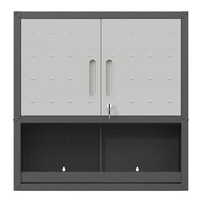 Metal Wall-Mounted Tool Organizer Cabinet With Locking Door, Shelf, And Drawer 1