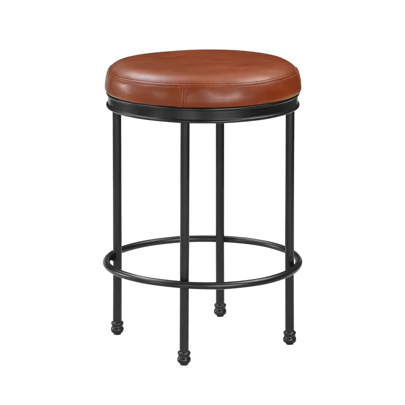 Michael Counter-Height Stool – Backless Design In Caramel Leather 1