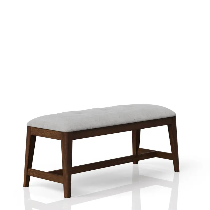 Mid-Century Beige Backless Upholstered Dining Bench 1