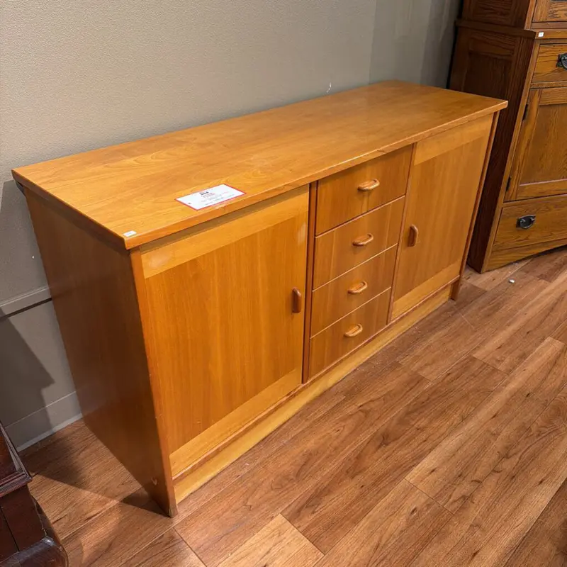Mid-Century Modern Buffet Cabinet With Clean Lines And Warm Wood Finish 1