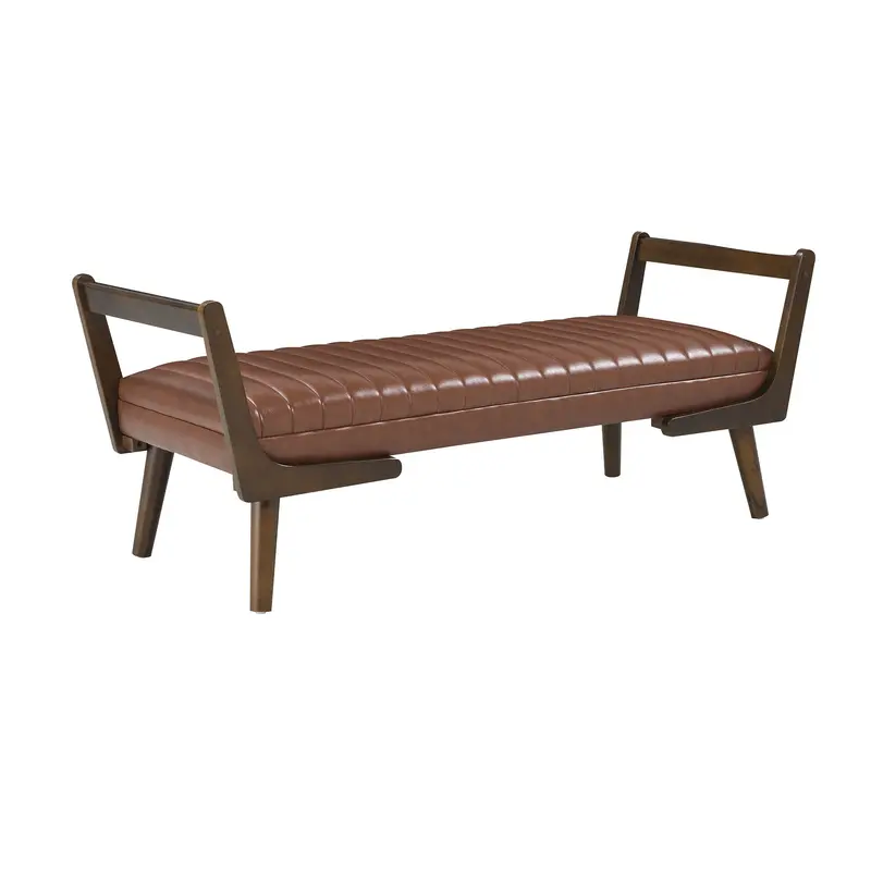 Mid-Century Style Bench With Solid Wood Legs 2