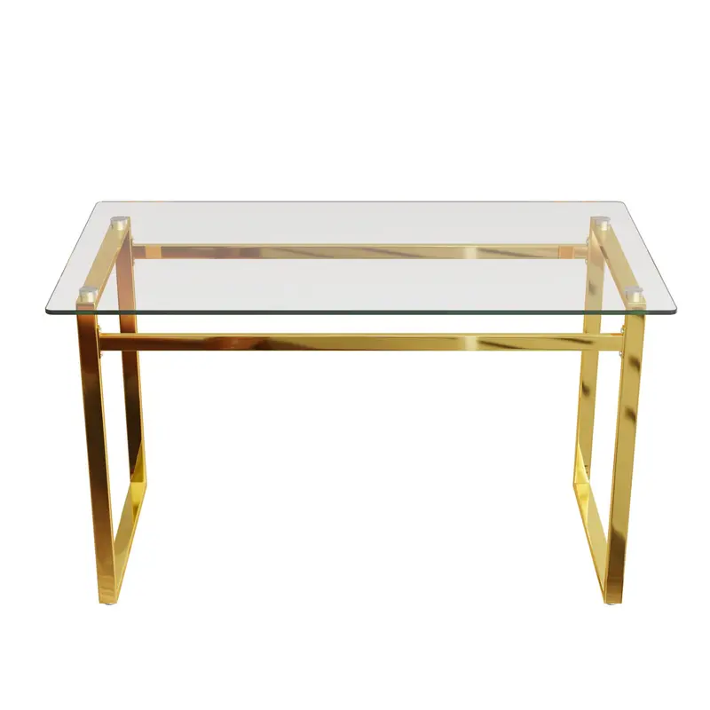 Minimalist Rectangular Dining Table With Tempered Glass Top – Sleek & Functional 1
