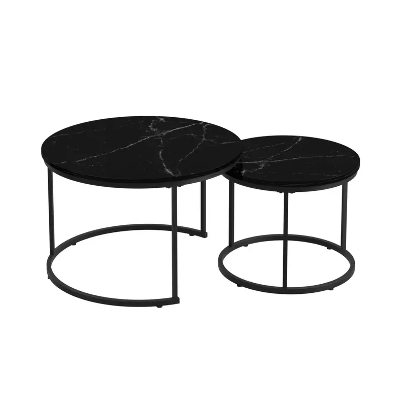 Minimalist Round Nesting Coffee Table Duo – Compact And Stackable Living Room Solution 1
