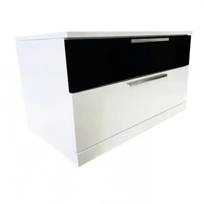 Minimalist Two-Drawer Nightstand – Contemporary White And Black Contrast 1