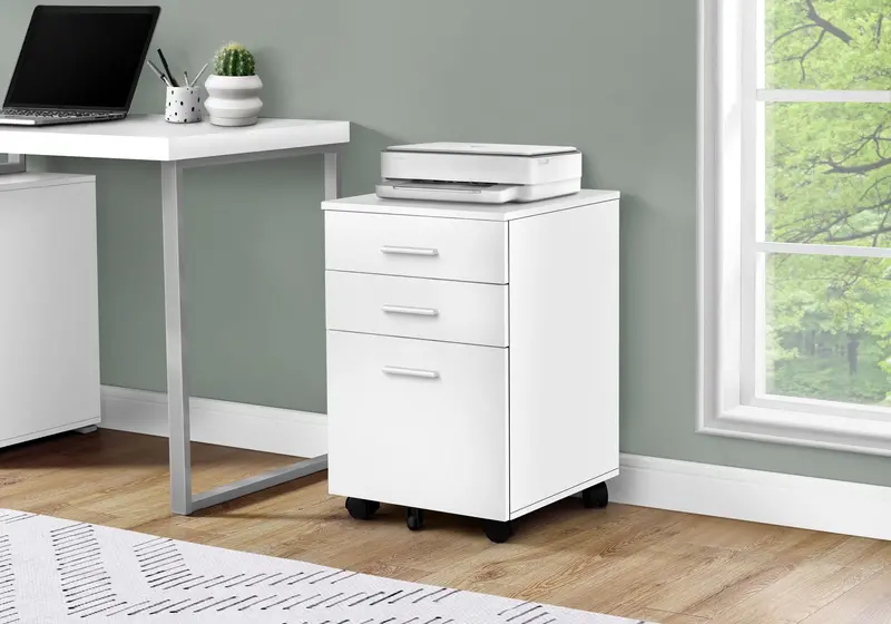 Mobile Office File Cabinet – Rolling Printer Stand With Secure Drawers 1