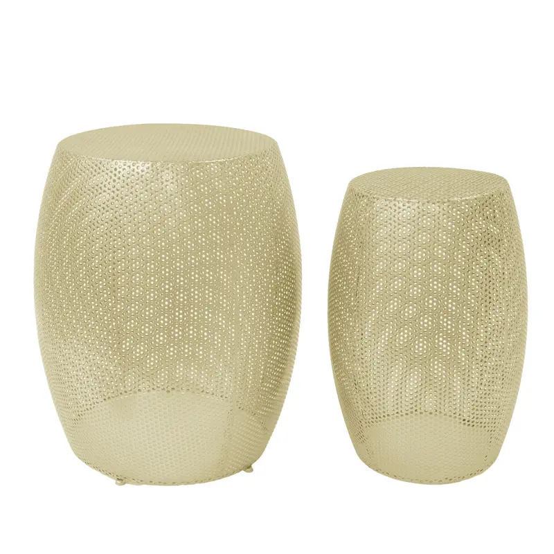 Modern Hollow Round Side Table – Gold-Finished Metal With Openwork Detail 1