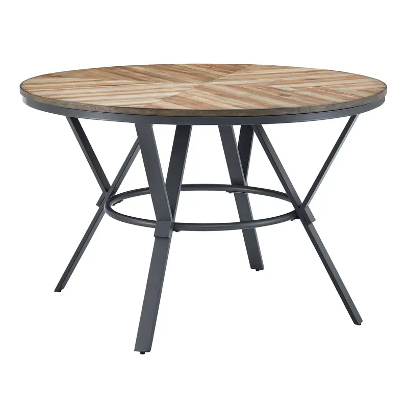 Modern Indoor Dining Table – Round Light Birch Top With Slim Metal Legs 1