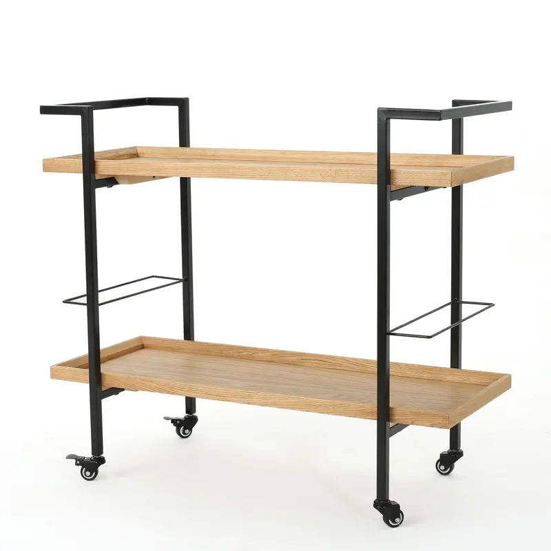 Modern Industrial Bar Cart With Adjustable Shelving And Smooth-Rolling Casters 1