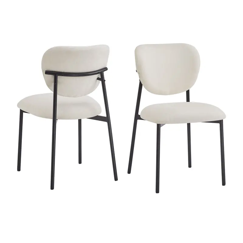 Modern Metal-Legged Upholstered Dining Chairs (2-Pack) – Neutral Beige Finish 1
