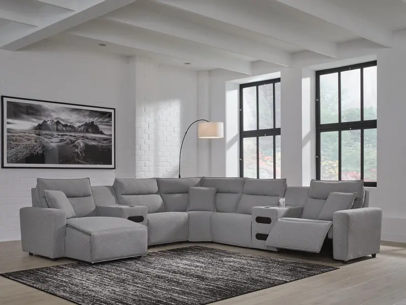Modmax Ii 7-Piece Power Reclining Sectional With Chaise & Dual Audio Consoles 1