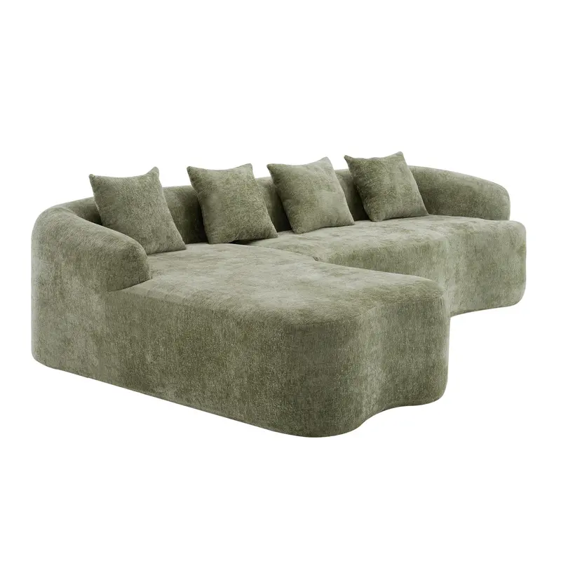 Modular L-Shaped Sectional Sofa Featuring A Curved Chaise Lounge 1