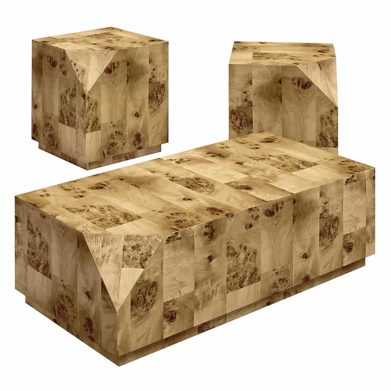 Moxie Brown 3-Piece Coffee And End Table Set 1
