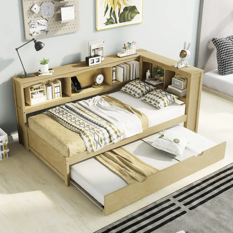 Multi-Functional Daybed With Pull-Out Trundle, Enclosed Storage Cabinets, And Dual Usb Charging Ports 2