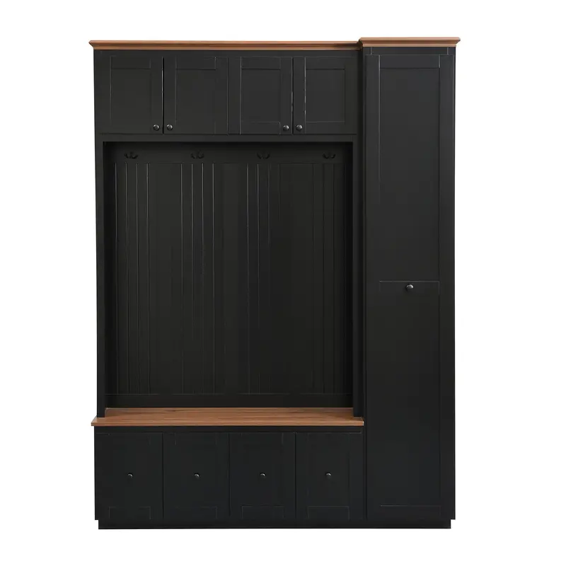 Multi-Functional Entryway Bench: Coat Rack, Shoe Storage, And Cabinet 1