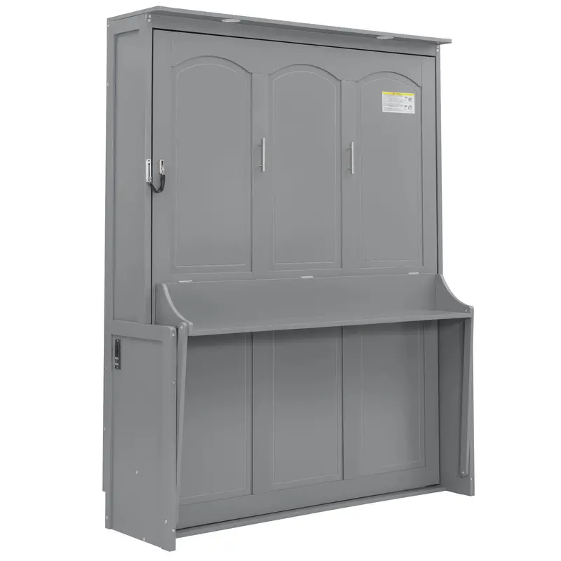 Murphy Bed With Fold-Down Desk, Led Task Lighting, And Usb Charging Ports 2