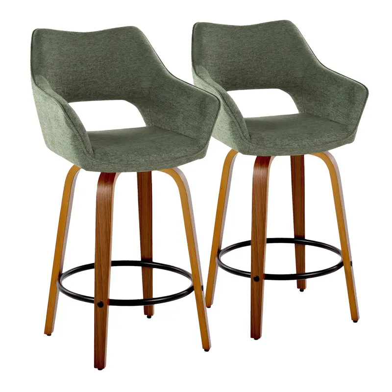Mustang Contemporary Counter Stools – Swivel Function With Round Footrest (Set Of 2) 1