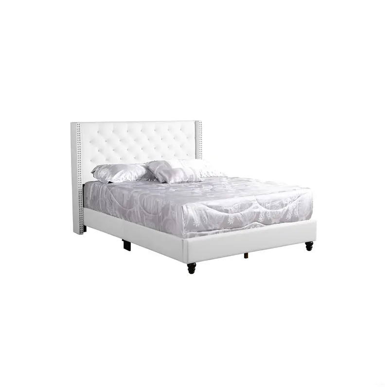 Nailhead-Trimmed Upholstered Bed With Curved Silhouette 1