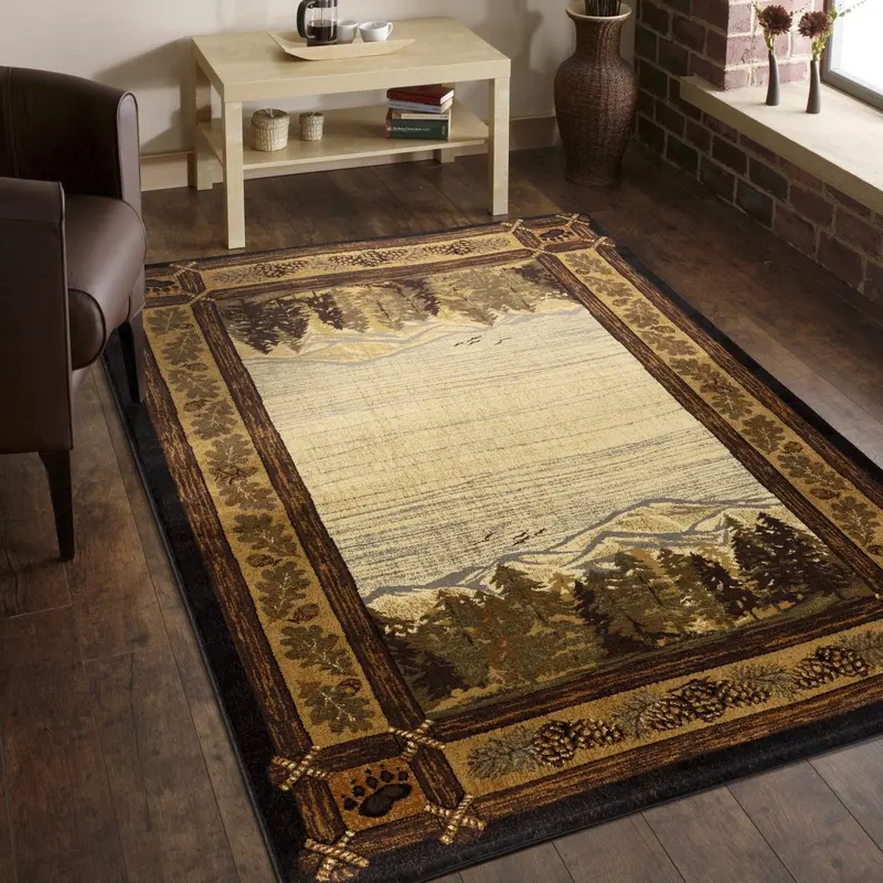 Nature'S Nest Lodge-Themed Area Rug – 5'3" X 7'3", Multi/Black 1
