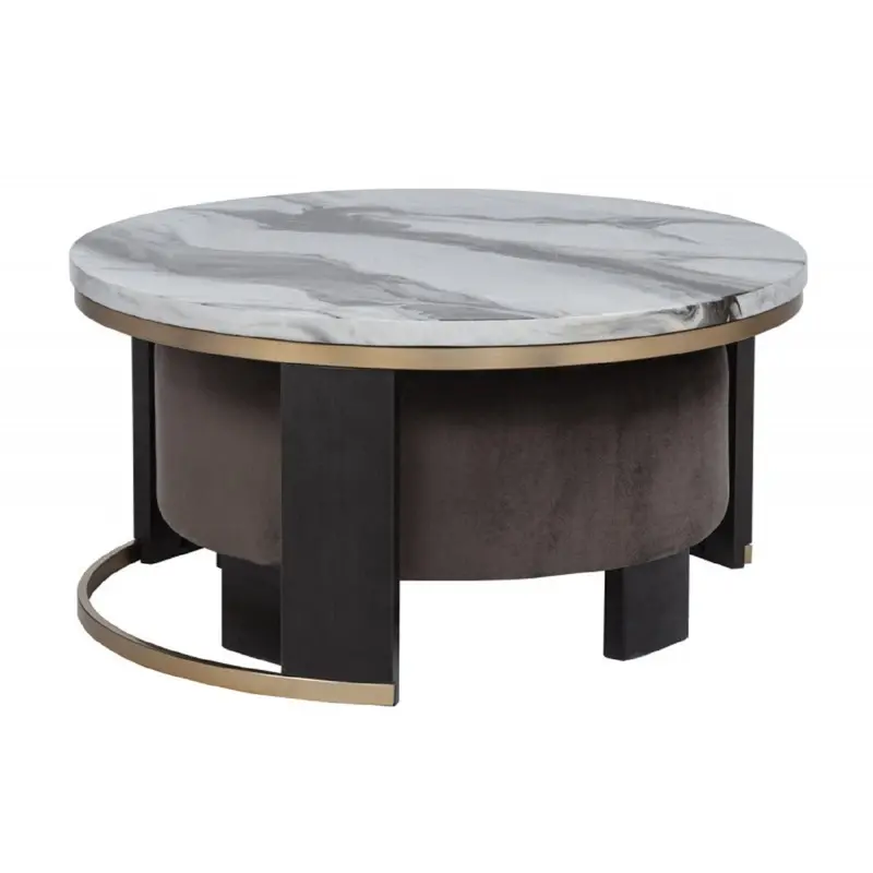 Nesting Coffee Table Set With Matching Ottoman – Gold And Brown Finish 1