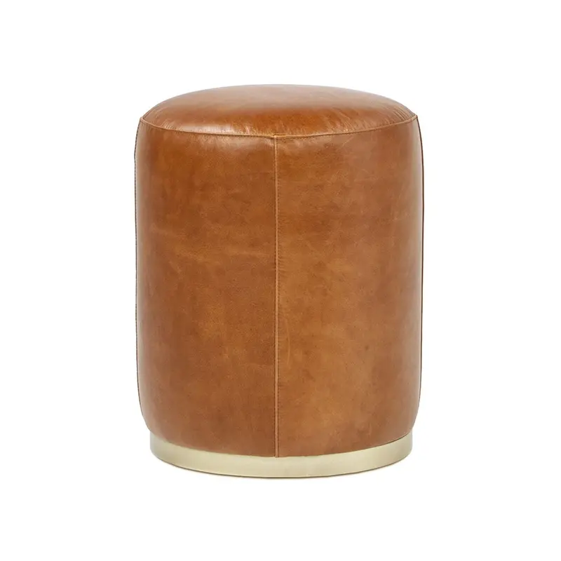 Nico Brown Round Ottoman Stool 1