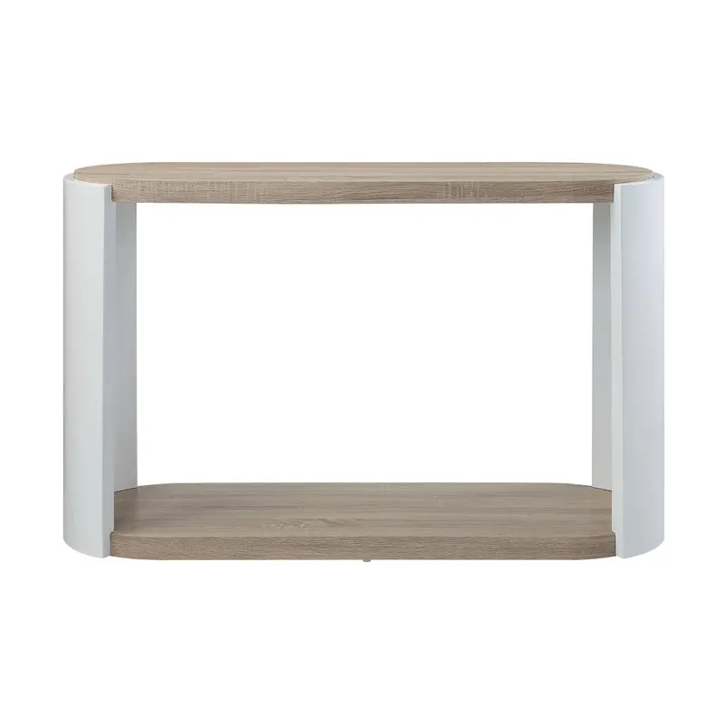 Oak-And-White High-Gloss Sofa Table - Zoma Modern Accent Piece 1