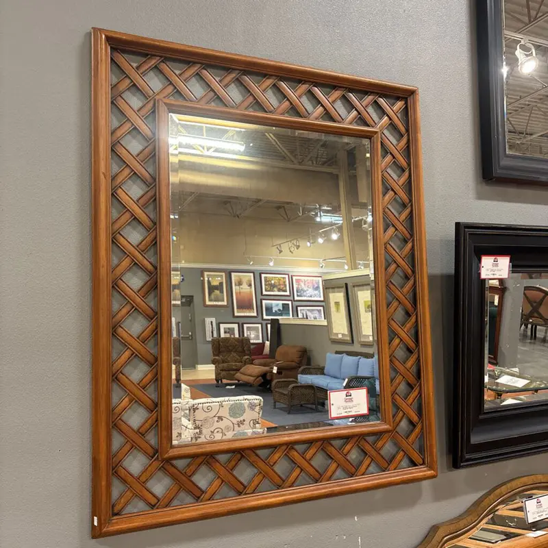 Oak Crosswood Wall Mirror – Rustic Framed Decorative Mirror (Btk) 1